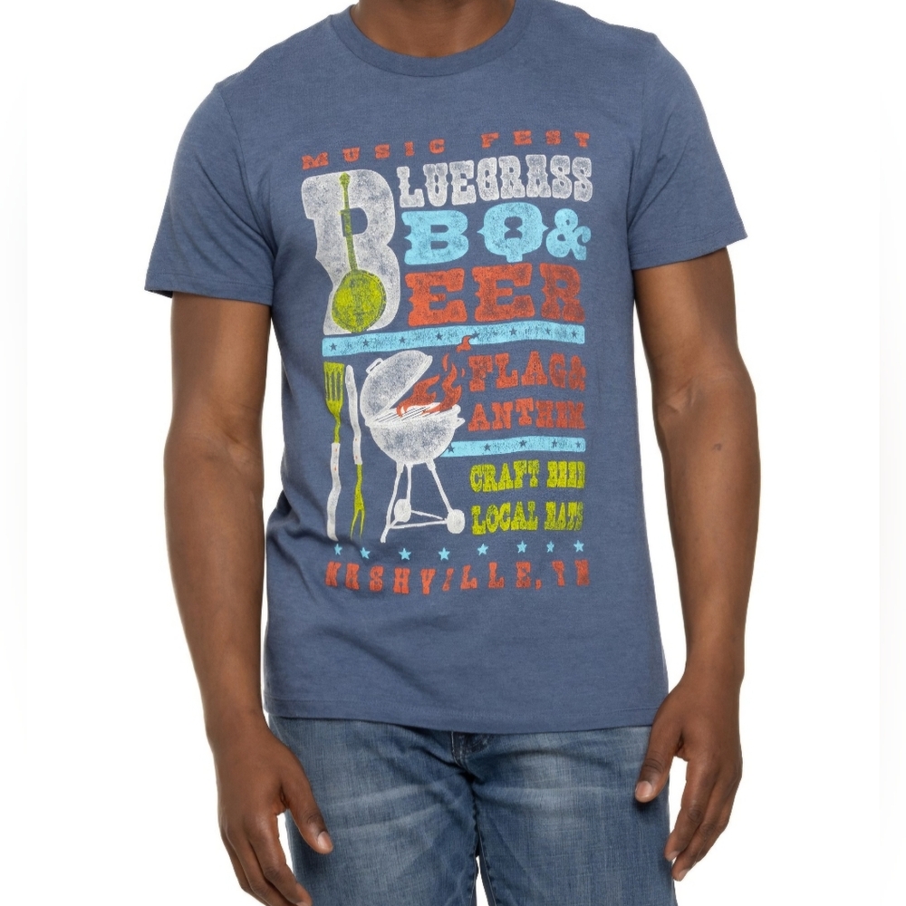 FLAG & ANTHEM Bluegrass BBQ T-Shirt Short Sleeve ~BLUE ~XL **NEW